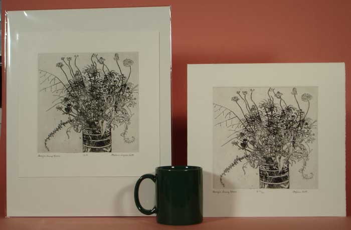 Photograph view of etching, "Georgia Swamp Flowers", showing its size