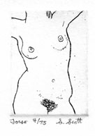 "Torso" Etching by Stephanie Scott, shows print of figure