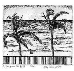South Florida Beach Region - Landscape Etching by Stephanie Scott, Title "View from the Patio"