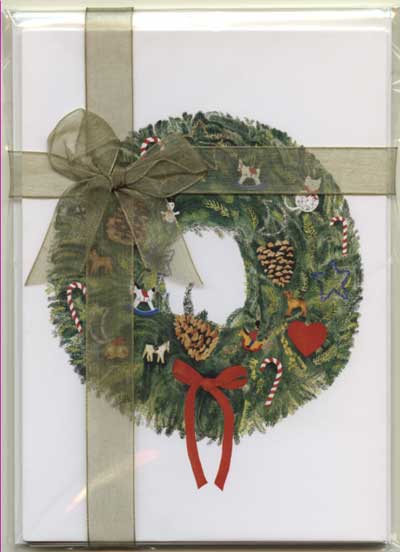 Christmas Wreath Ribbon Note Pack